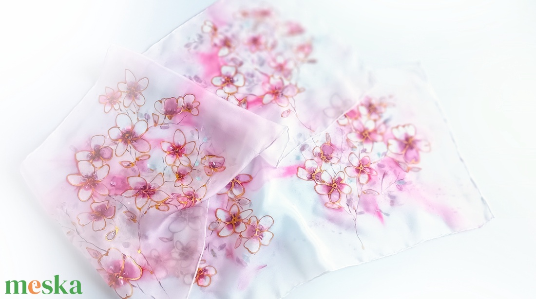 Sakura tiszta selyem sál - ruha & divat - sál, sapka, kendő - sál - Meska.hu