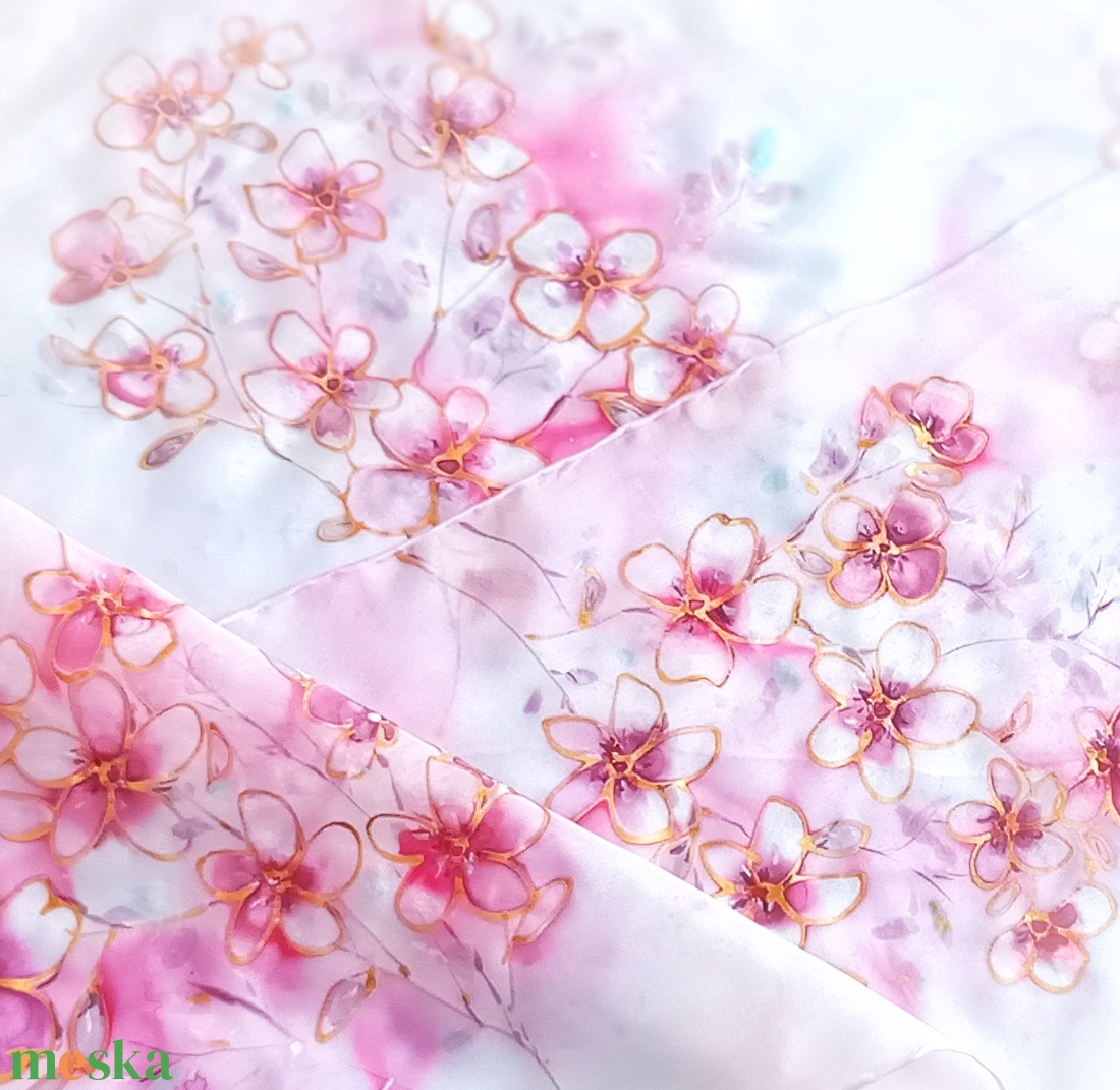 Sakura tiszta selyem sál - ruha & divat - sál, sapka, kendő - sál - Meska.hu