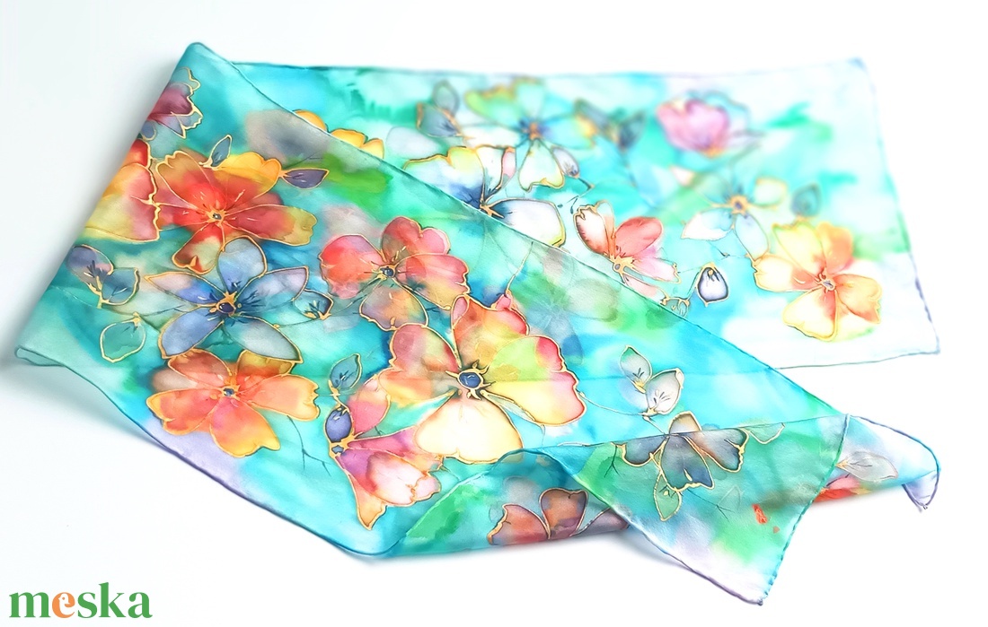 Kincses sziget tiszta selyem sál - ruha & divat - sál, sapka, kendő - sál - Meska.hu