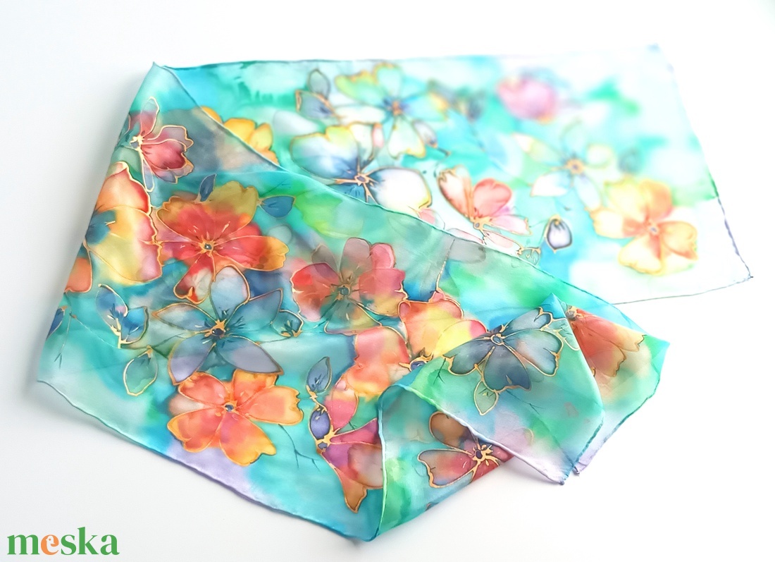 Kincses sziget tiszta selyem sál - ruha & divat - sál, sapka, kendő - sál - Meska.hu