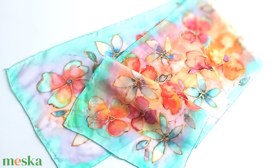 Paradicsomi naplemente tiszta selyem sál - ruha & divat - sál, sapka, kendő - sál - Meska.hu