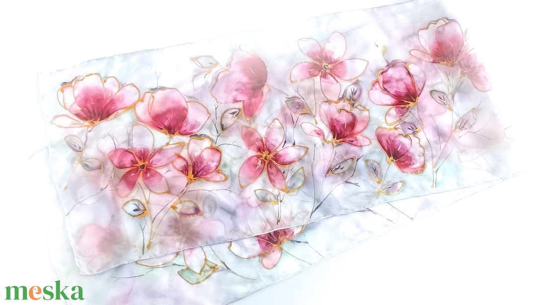 Szerelmes szirmok tiszta selyem sál - ruha & divat - sál, sapka, kendő - sál - Meska.hu