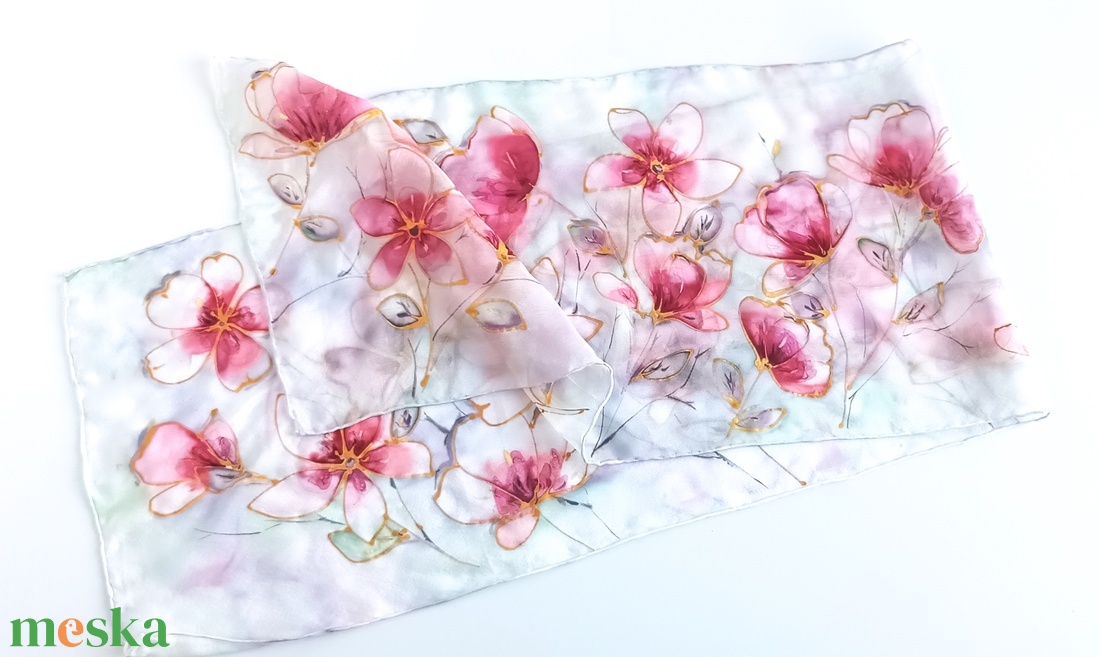 Szerelmes szirmok tiszta selyem sál - ruha & divat - sál, sapka, kendő - sál - Meska.hu