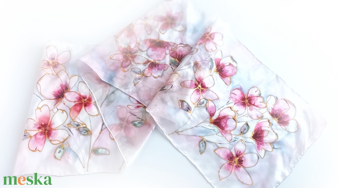 Virágok tánca tiszta selyem sál - ruha & divat - sál, sapka, kendő - sál - Meska.hu