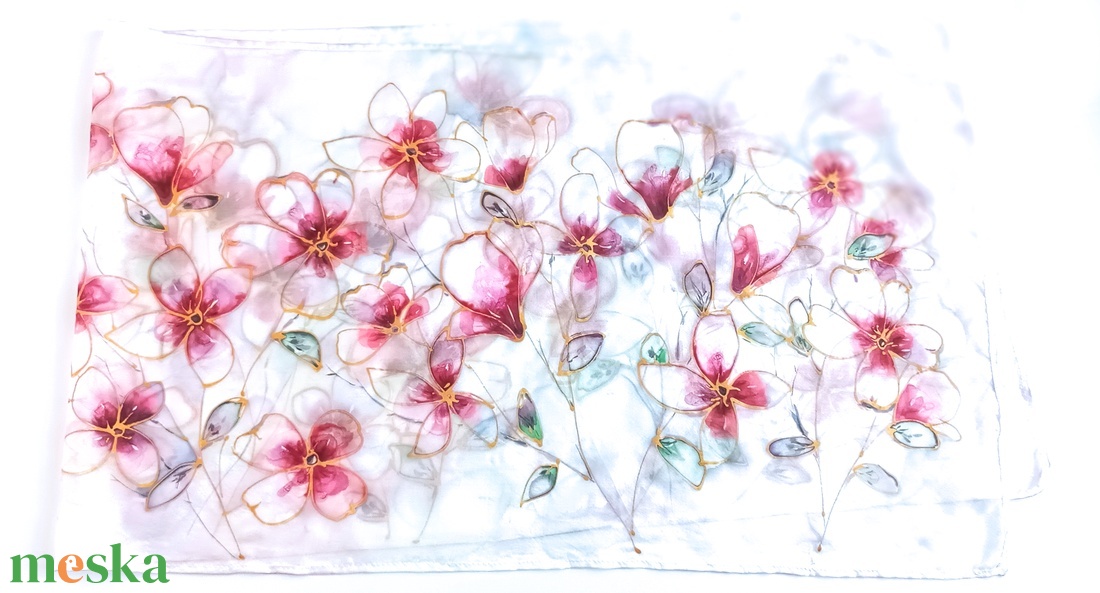 Romantikus kert tiszta selyem sál - ruha & divat - sál, sapka, kendő - sál - Meska.hu