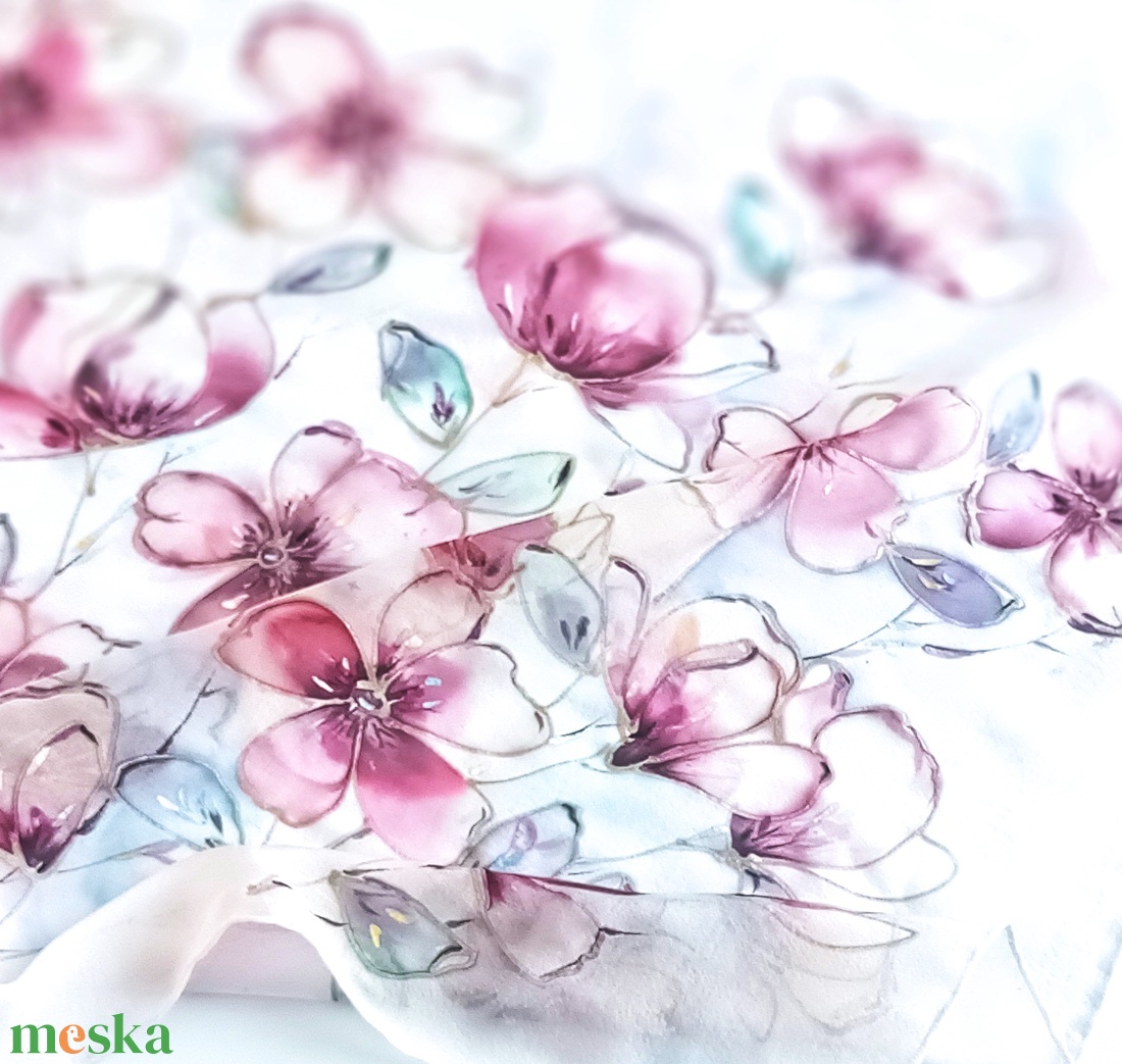 Tündérvirágok tiszta selyem kendő - ruha & divat - sál, sapka, kendő - sál - Meska.hu