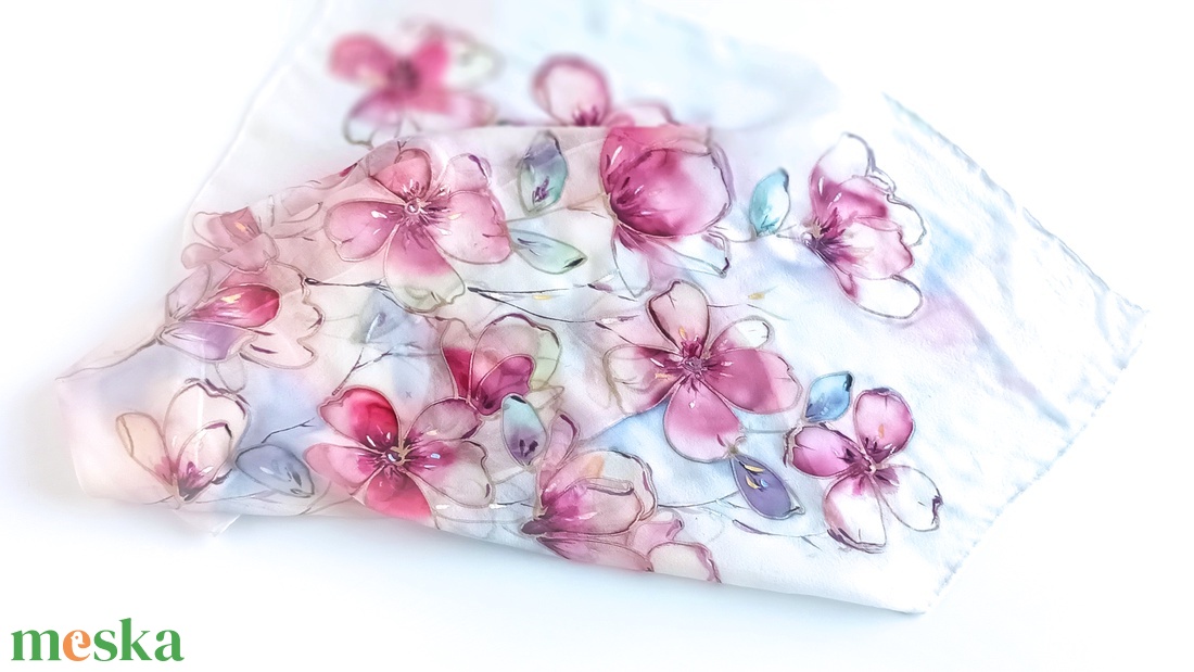 Tündérvirágok tiszta selyem kendő - ruha & divat - sál, sapka, kendő - sál - Meska.hu