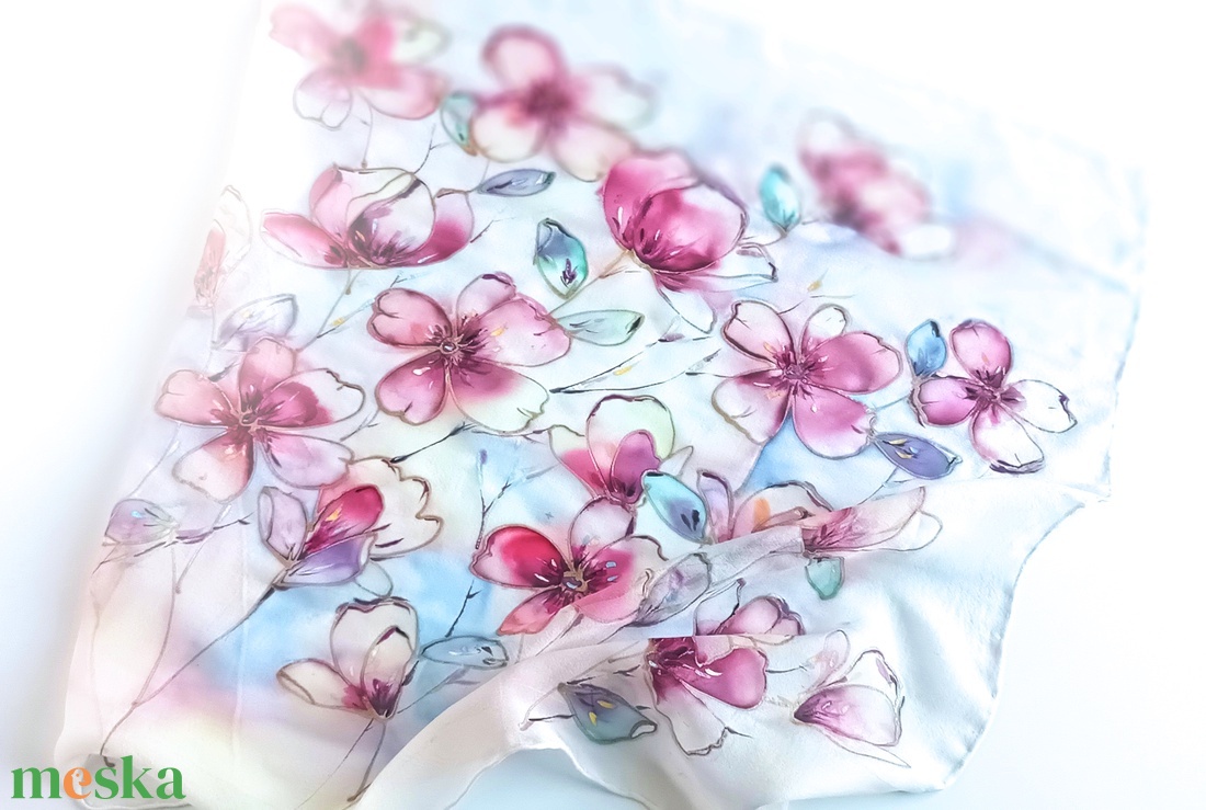 Tündérvirágok tiszta selyem kendő - ruha & divat - sál, sapka, kendő - sál - Meska.hu