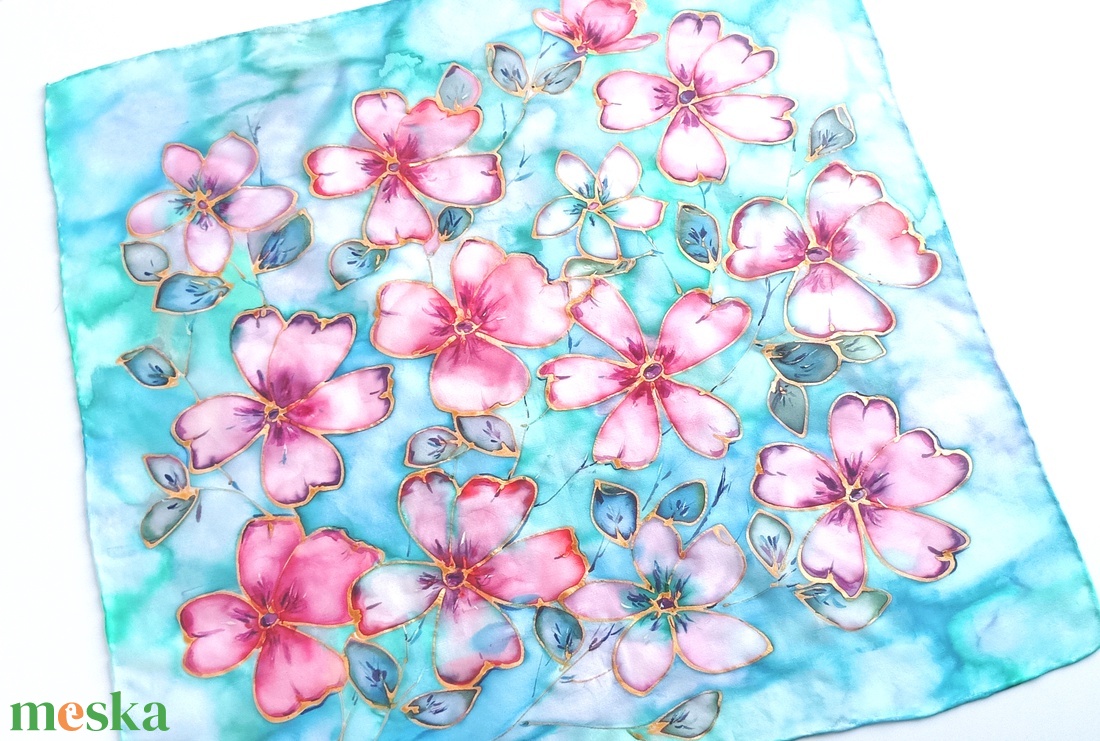 Polinéz virágmámor tiszta selyem kendő - ruha & divat - sál, sapka, kendő - sál - Meska.hu
