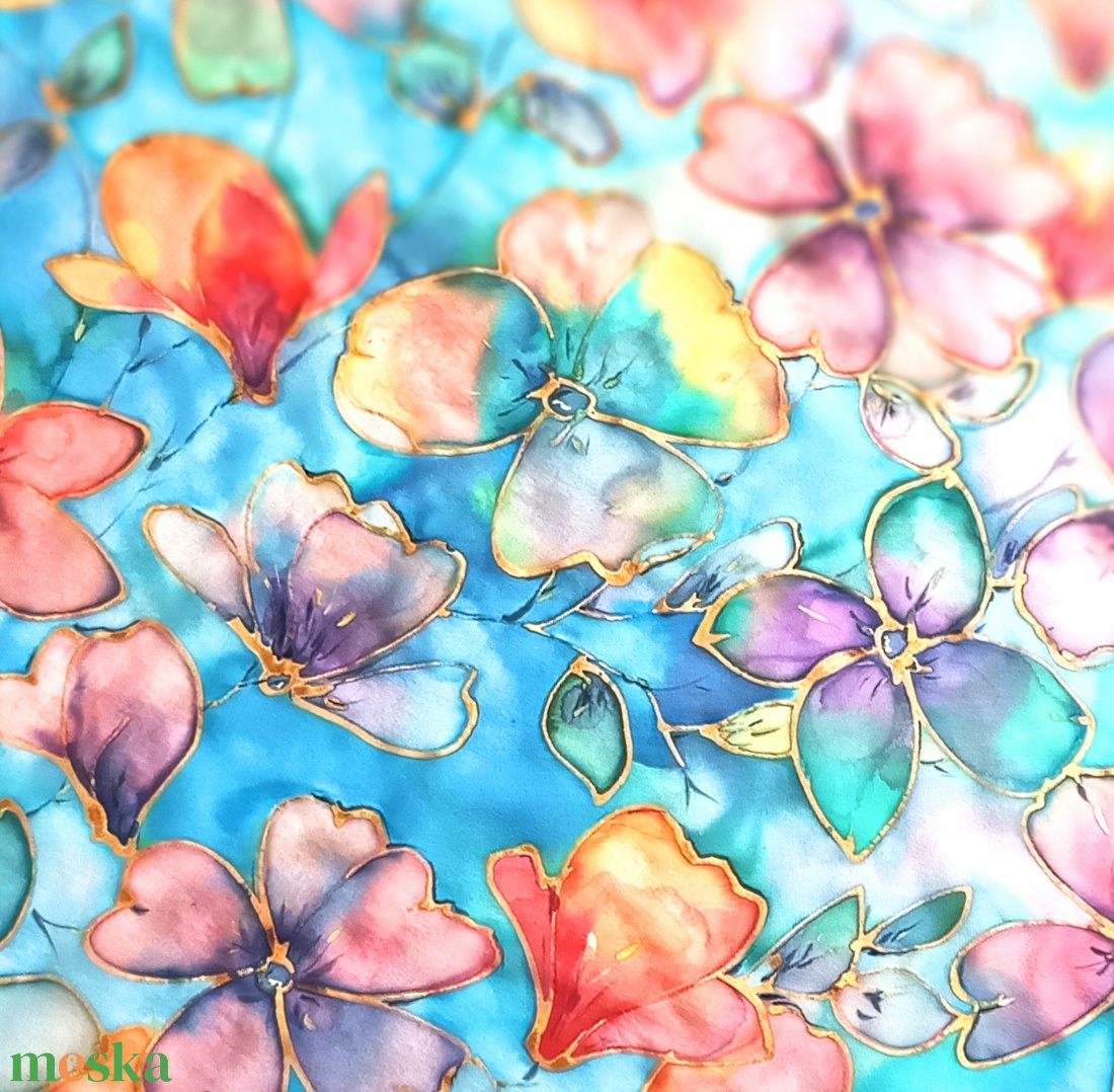 Trópusi fények tiszta selyem kendő - ruha & divat - sál, sapka, kendő - sál - Meska.hu