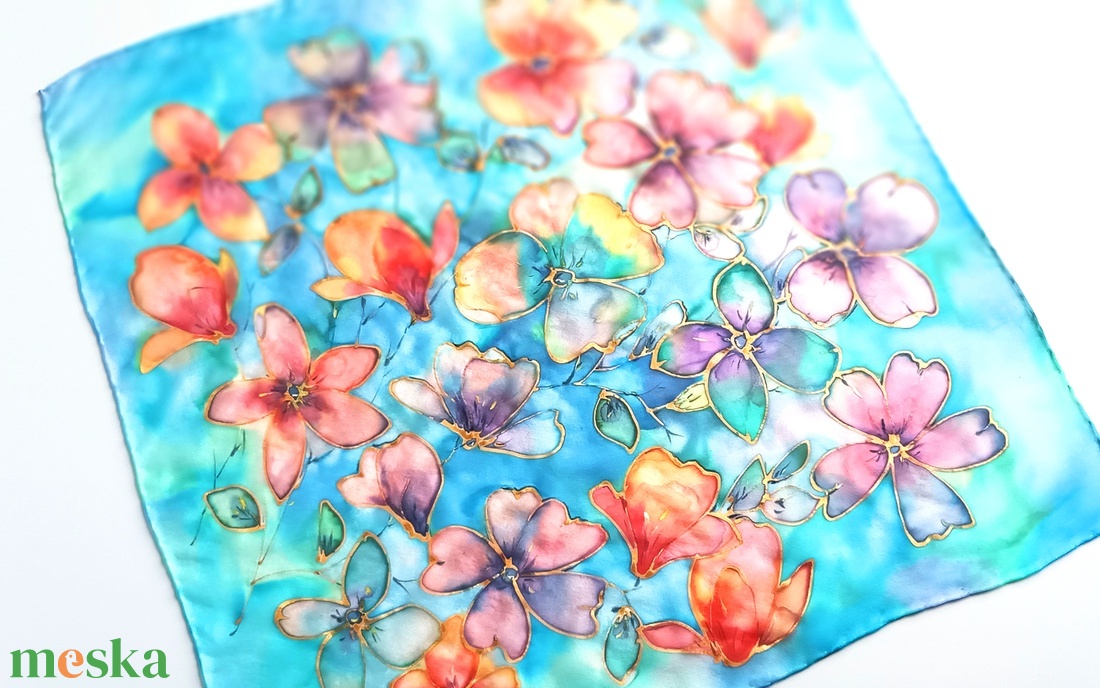 Trópusi fények tiszta selyem kendő - ruha & divat - sál, sapka, kendő - sál - Meska.hu