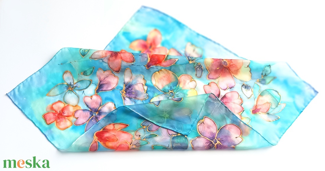 Trópusi fények tiszta selyem kendő - ruha & divat - sál, sapka, kendő - sál - Meska.hu