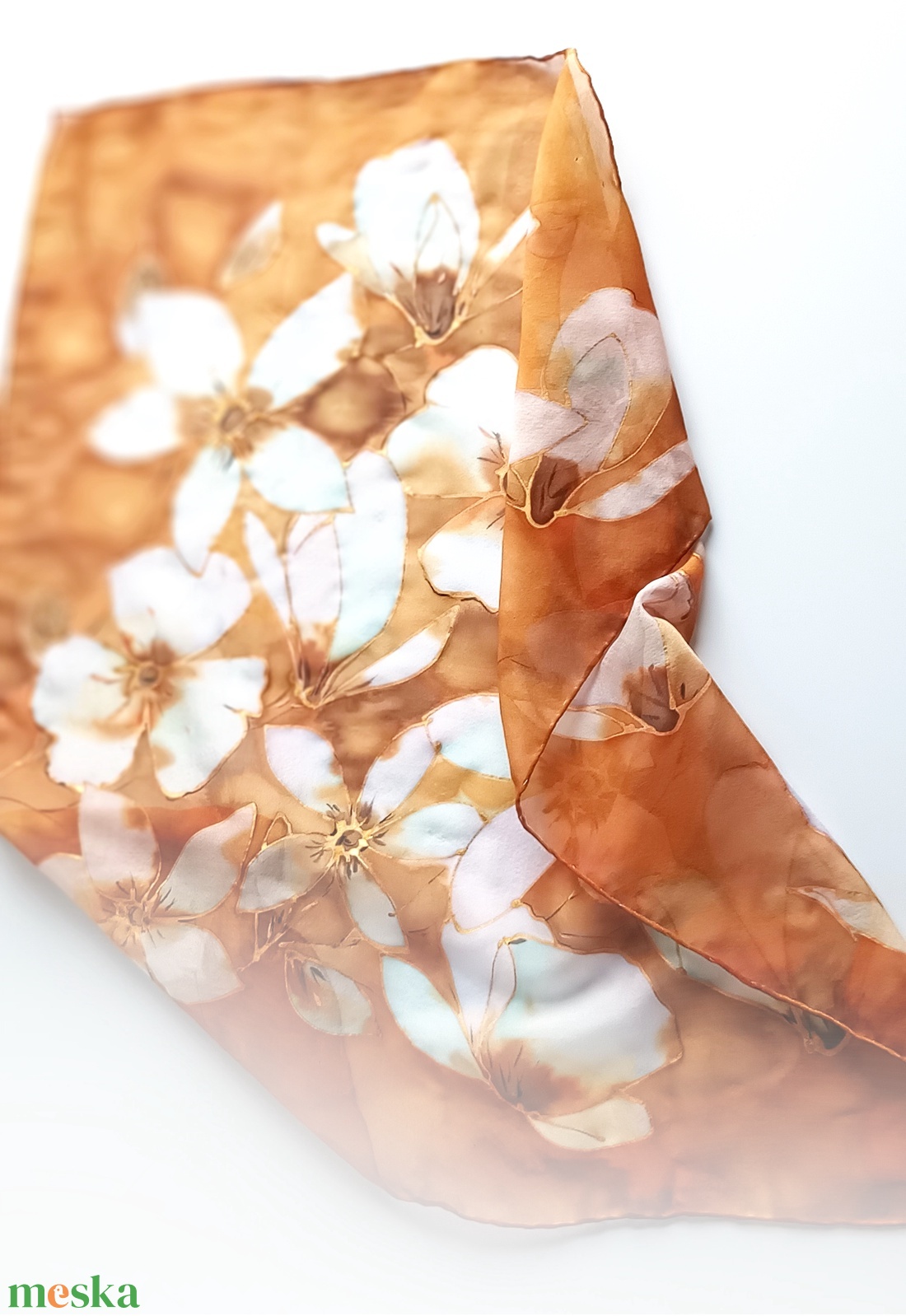 Karamell tiszta selyem kendő - ruha & divat - sál, sapka, kendő - sál - Meska.hu