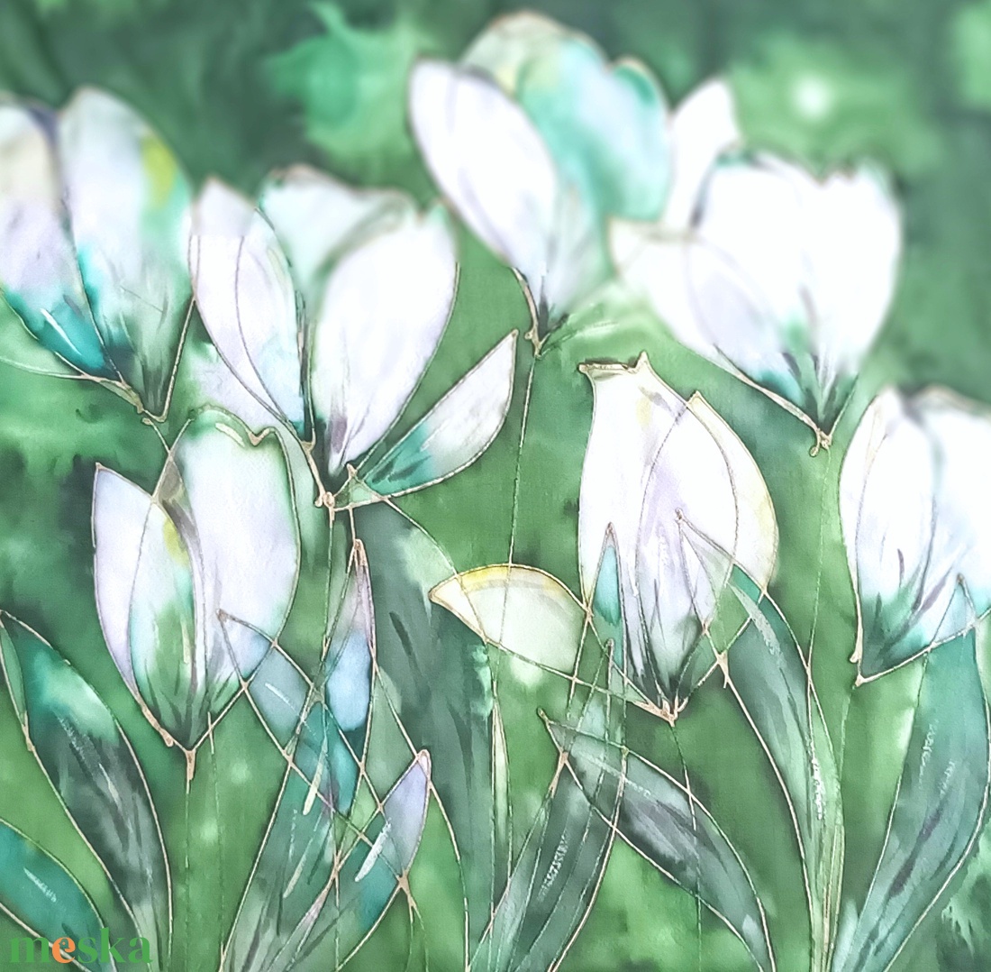 Liliomok nyílása selyem kendő - ruha & divat - sál, sapka, kendő - sál - Meska.hu