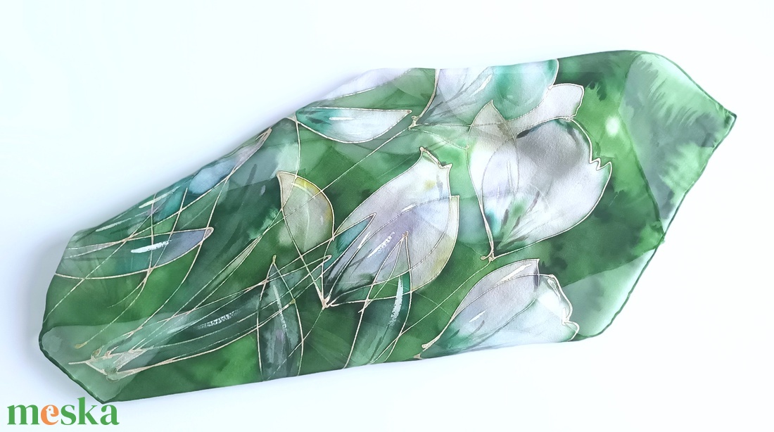 Liliomok nyílása selyem kendő - ruha & divat - sál, sapka, kendő - sál - Meska.hu