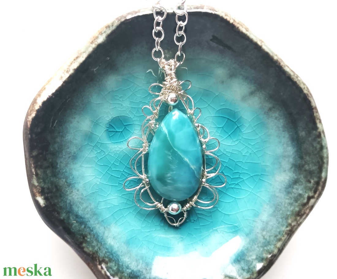 Prémium larimár természetes ásvány ékszer szett - ékszer - ékszerszett - Meska.hu