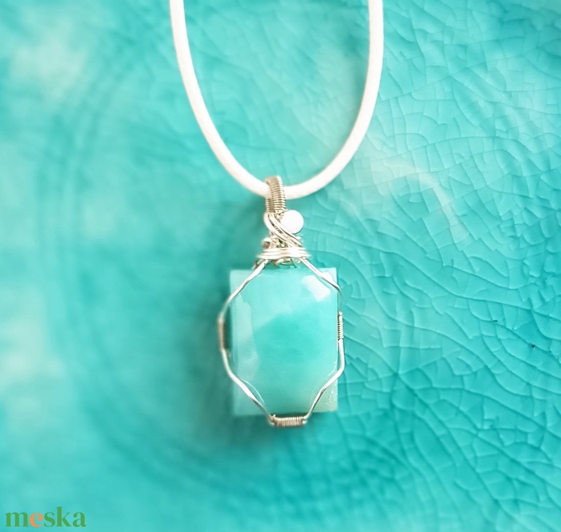 Larimár természetes ásvány nyaklánc - ékszer - nyaklánc - medálos nyaklánc - Meska.hu