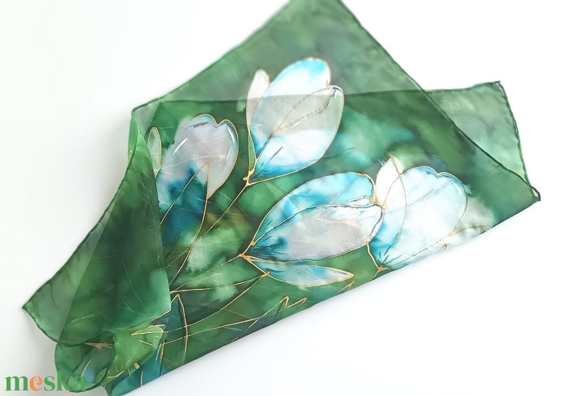 Liliomkert selyem kendő - ruha & divat - sál, sapka, kendő - sál - Meska.hu