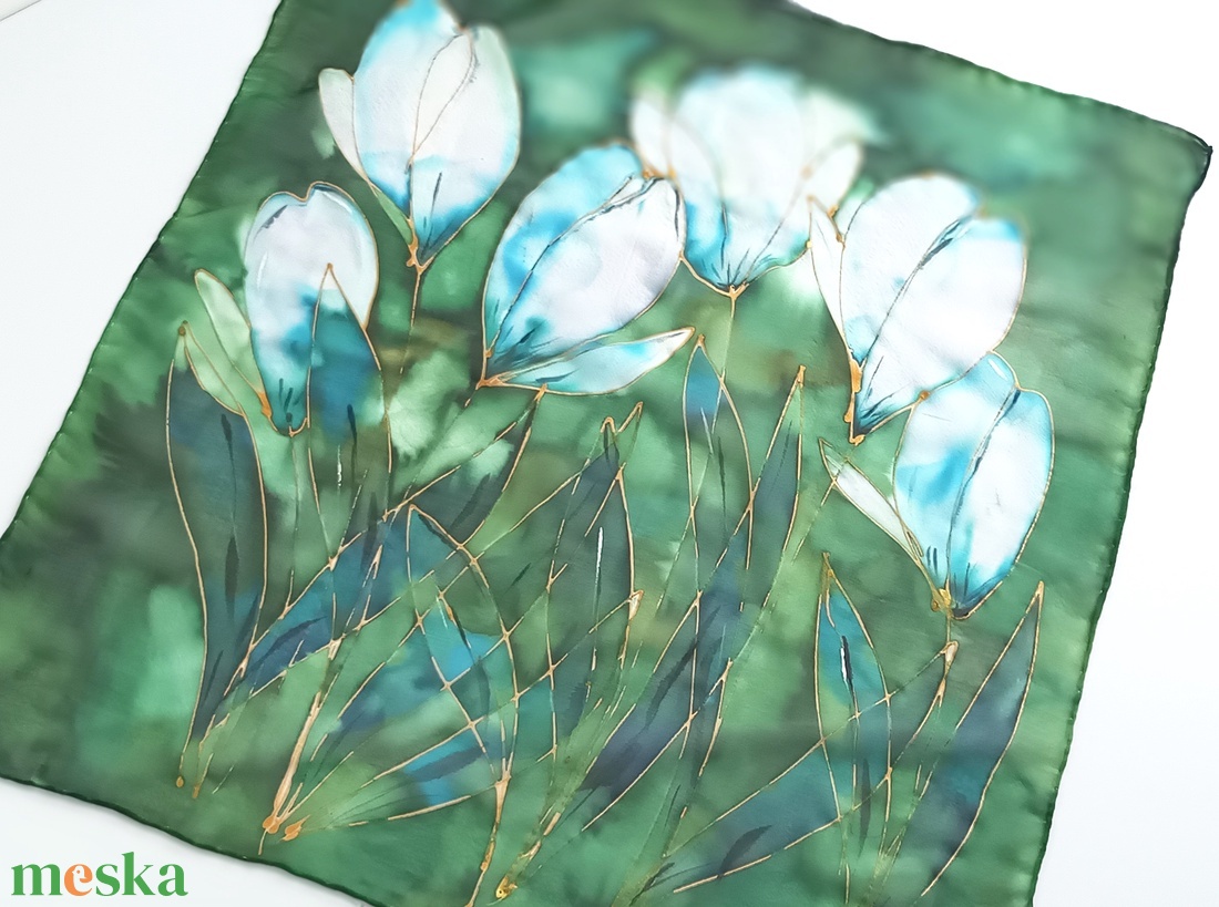 Liliomkert selyem kendő - ruha & divat - sál, sapka, kendő - sál - Meska.hu