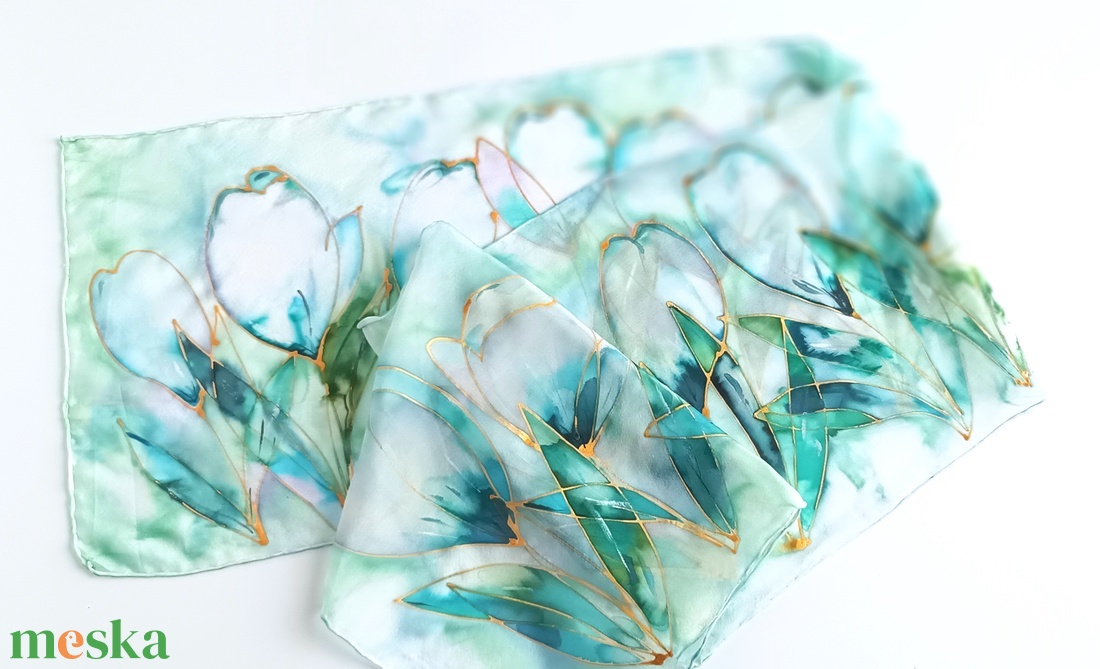 Üde liliomok tiszta selyem sál - ruha & divat - sál, sapka, kendő - sál - Meska.hu