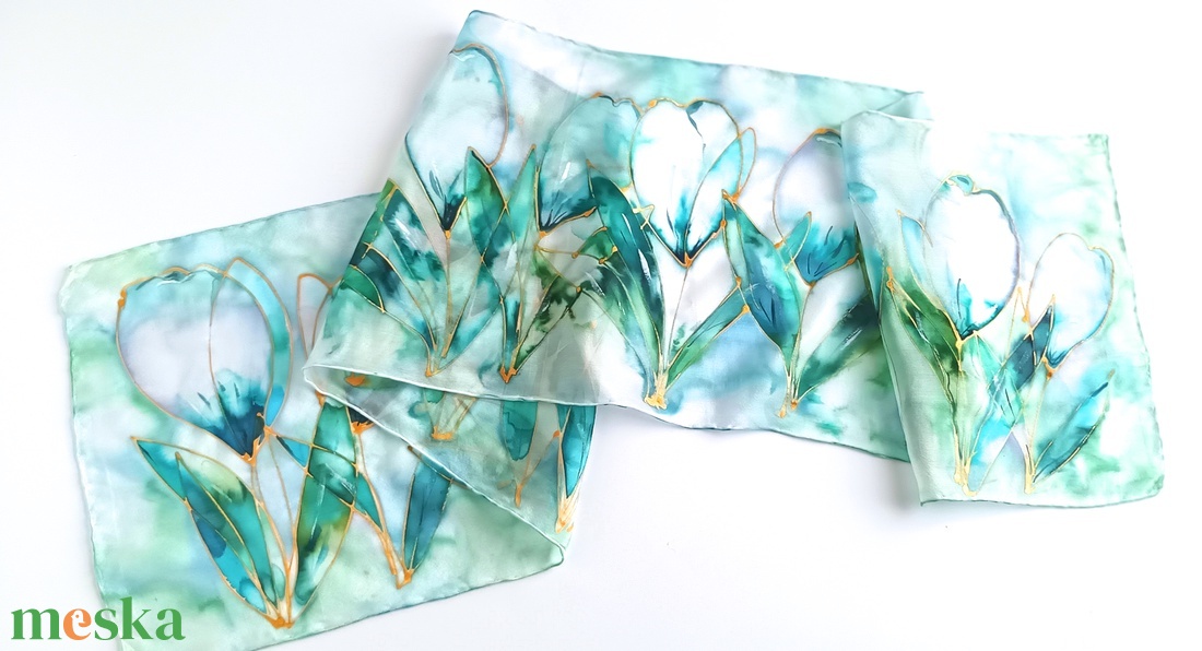 Üde liliomok tiszta selyem sál - ruha & divat - sál, sapka, kendő - sál - Meska.hu