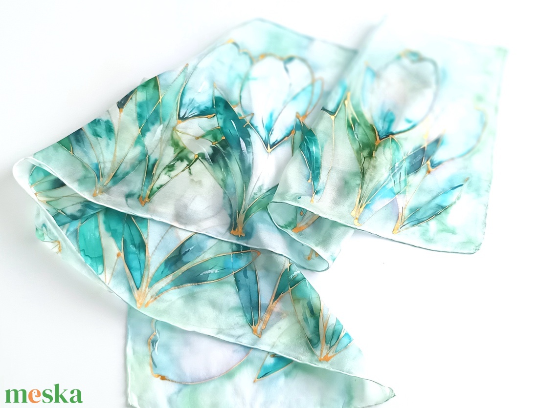 Üde liliomok tiszta selyem sál - ruha & divat - sál, sapka, kendő - sál - Meska.hu