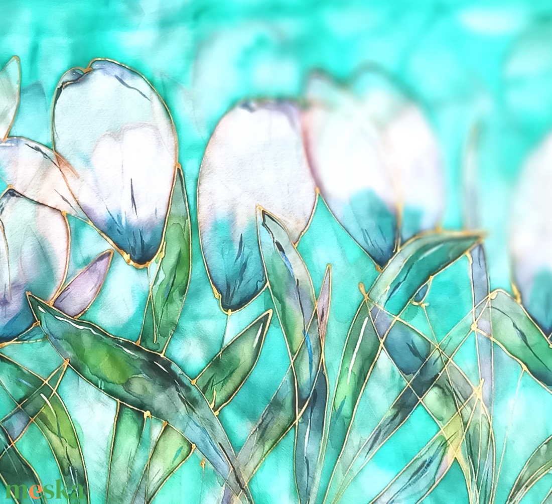 Liliomkert tiszta selyem stóla - ruha & divat - sál, sapka, kendő - stóla - Meska.hu