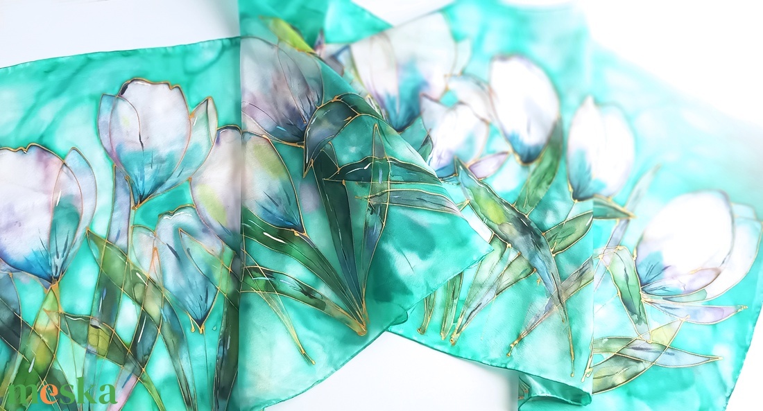 Liliomkert tiszta selyem stóla - ruha & divat - sál, sapka, kendő - stóla - Meska.hu