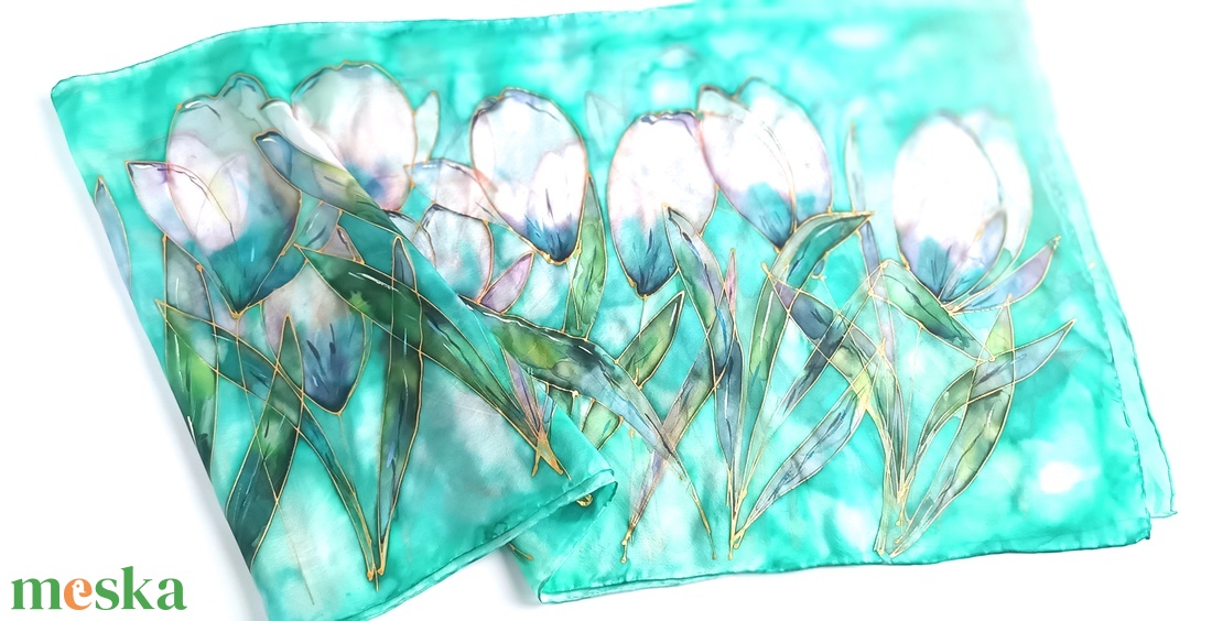 Liliomkert tiszta selyem stóla - ruha & divat - sál, sapka, kendő - stóla - Meska.hu