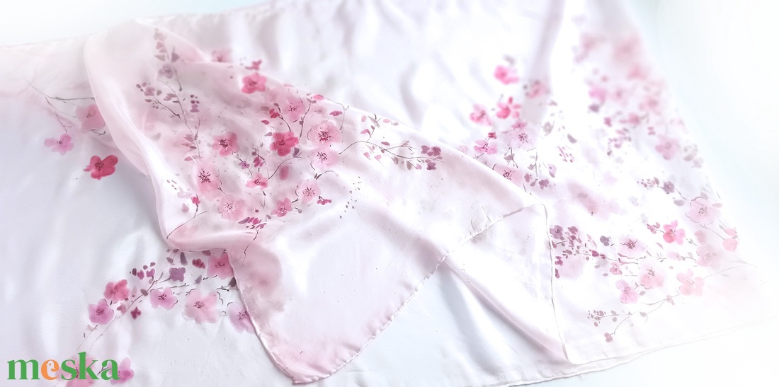 Sakura tiszta selyem stóla - ruha & divat - sál, sapka, kendő - sál - Meska.hu