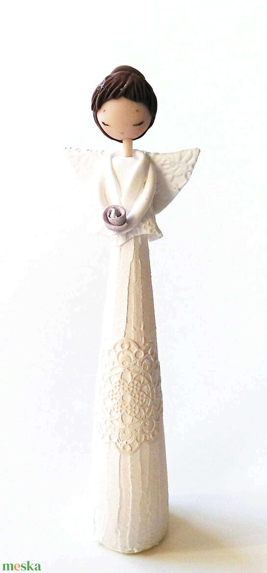 Angyal dísztárgy rózsával - otthon & életmód - dekoráció - dísztárgy - Meska.hu