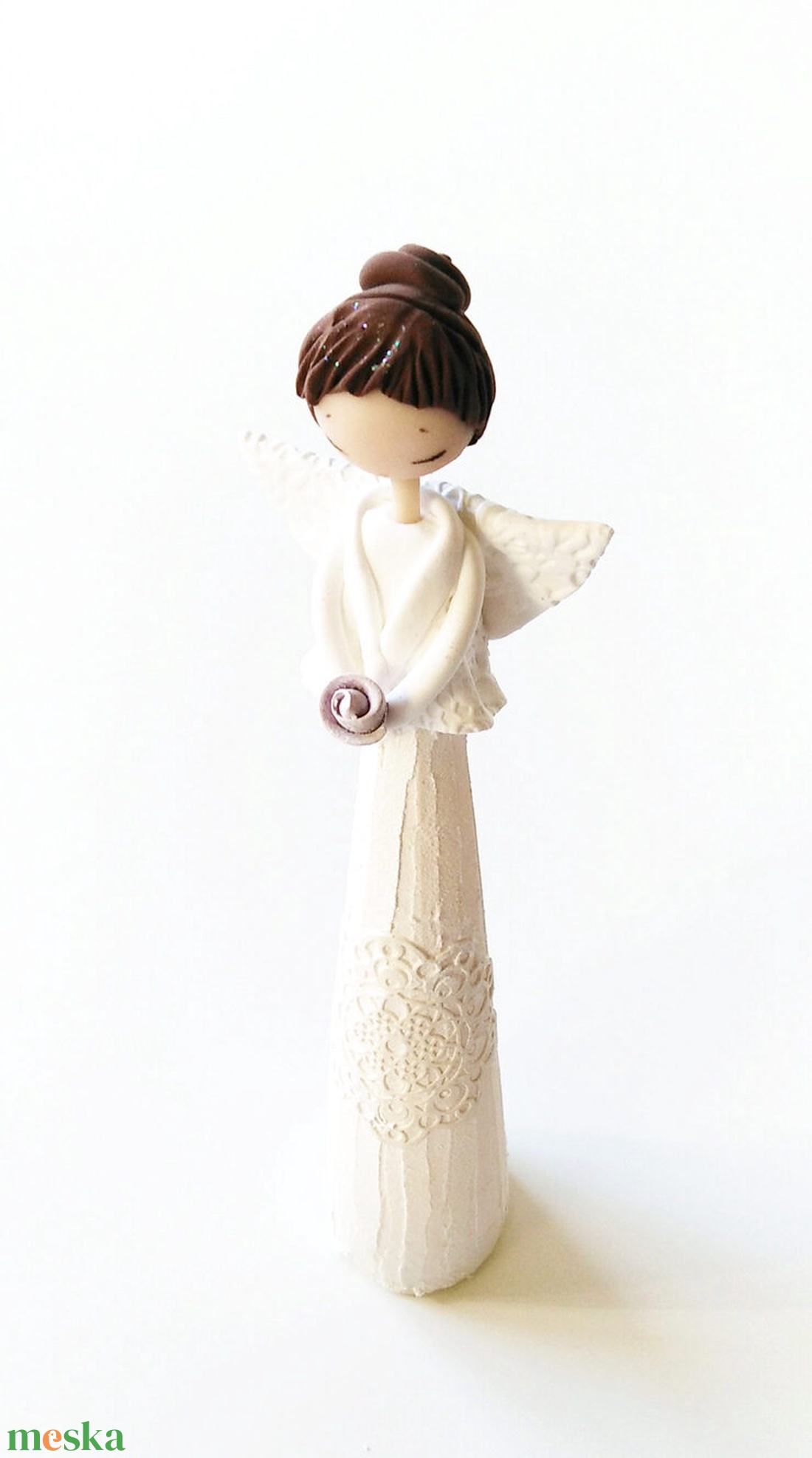 Angyal dísztárgy rózsával - otthon & életmód - dekoráció - dísztárgy - Meska.hu