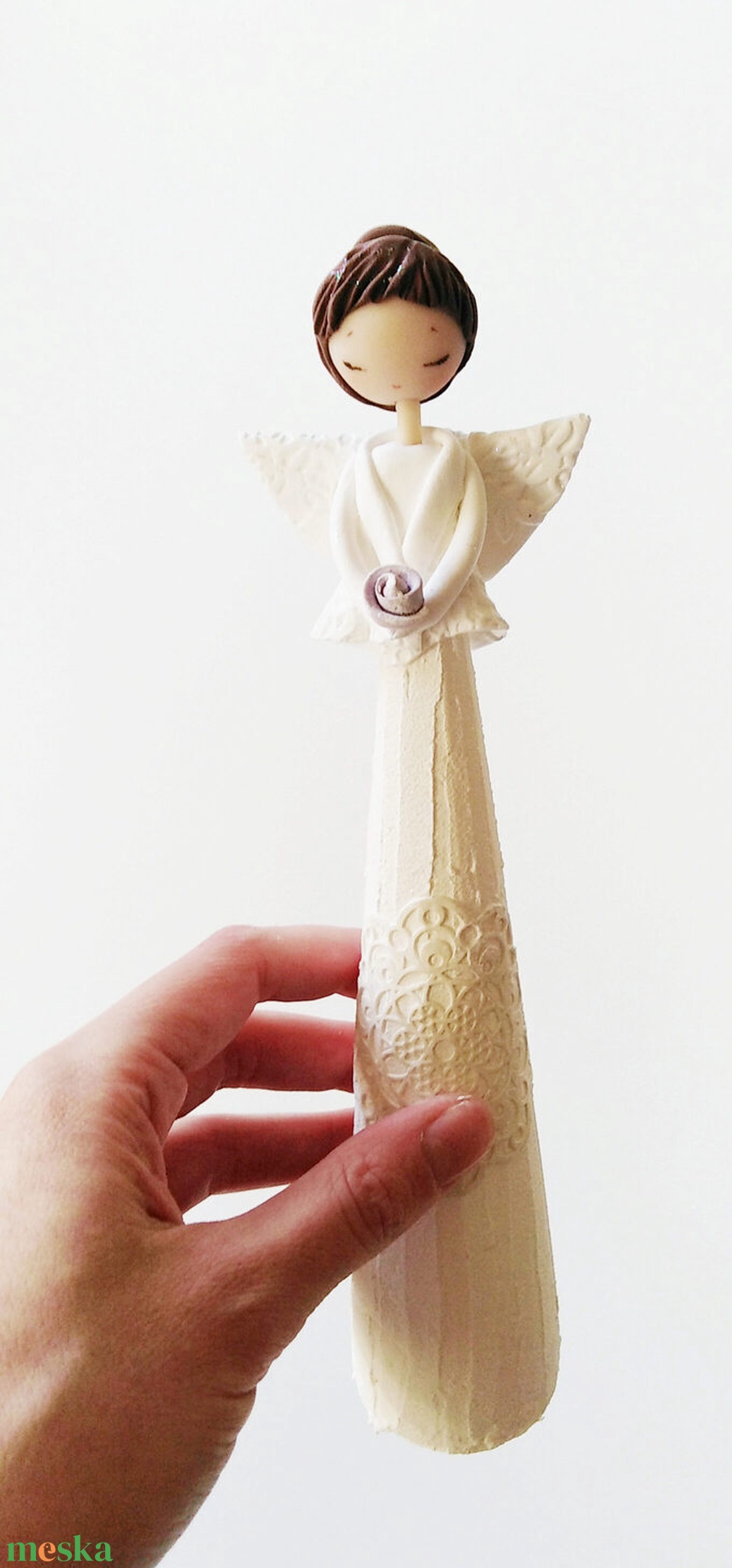 Angyal dísztárgy rózsával - otthon & életmód - dekoráció - dísztárgy - Meska.hu