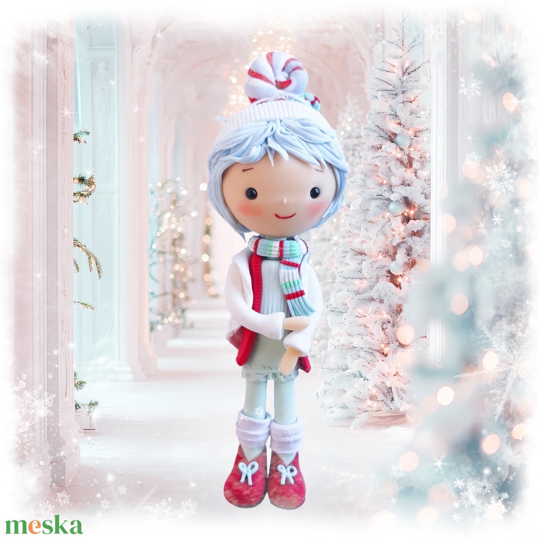 Kisfiú dísz (felakasztható): kék hajú - karácsony - karácsonyi lakásdekoráció - karácsonyfadíszek - Meska.hu