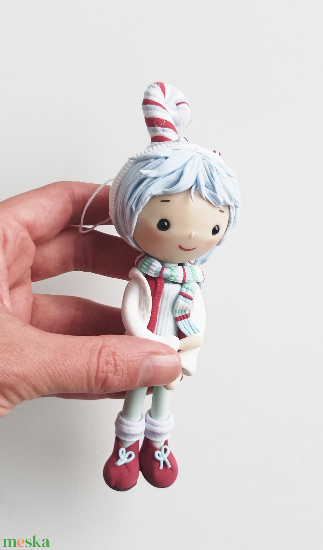 Kisfiú dísz (felakasztható): kék hajú - karácsony - karácsonyi lakásdekoráció - karácsonyfadíszek - Meska.hu