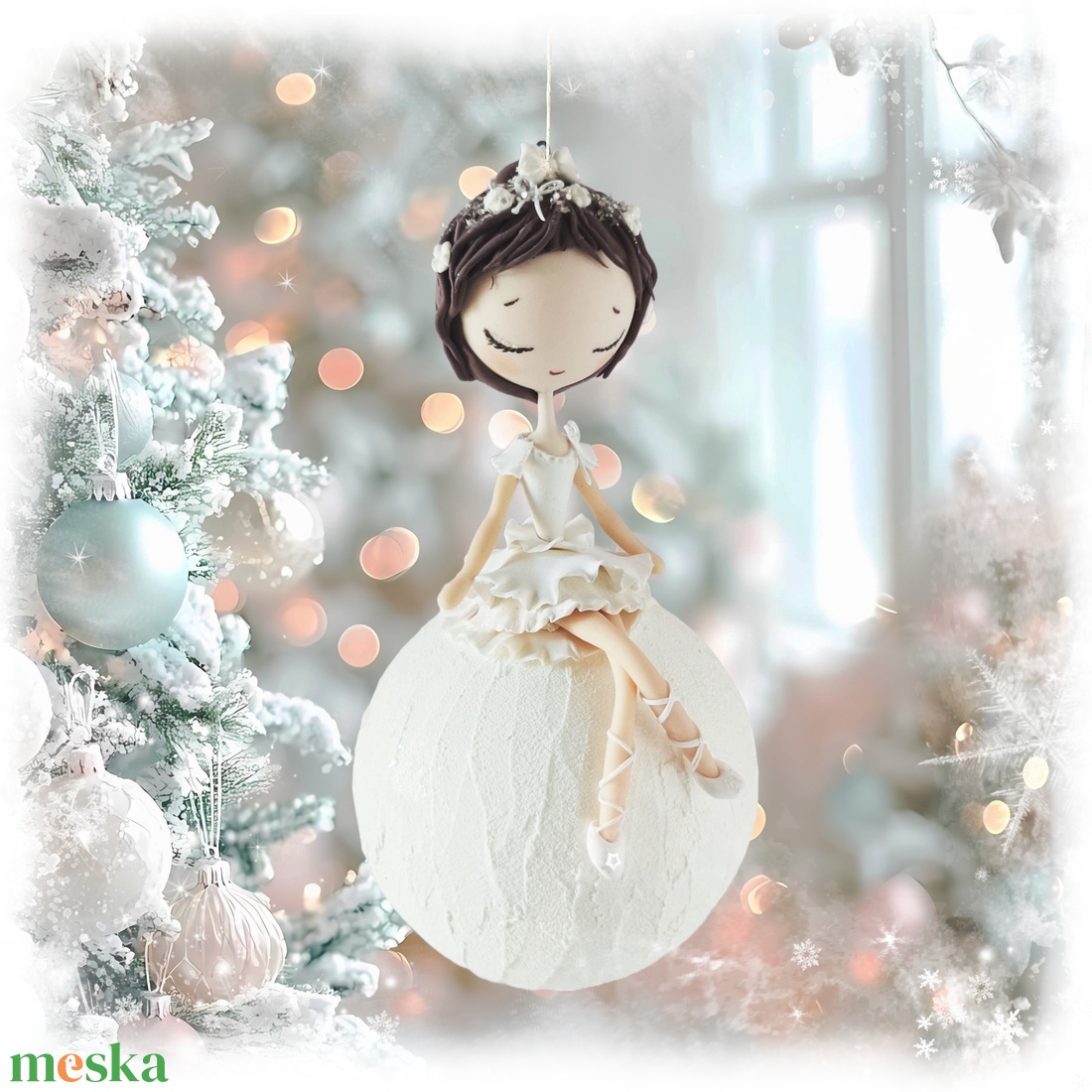 Balerina hógolyón - karácsony - karácsonyi lakásdekoráció - karácsonyfadíszek - Meska.hu