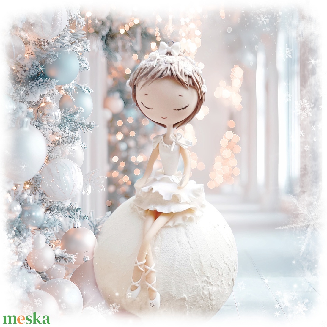 Balerina hógolyón - karácsony - karácsonyi lakásdekoráció - karácsonyfadíszek - Meska.hu