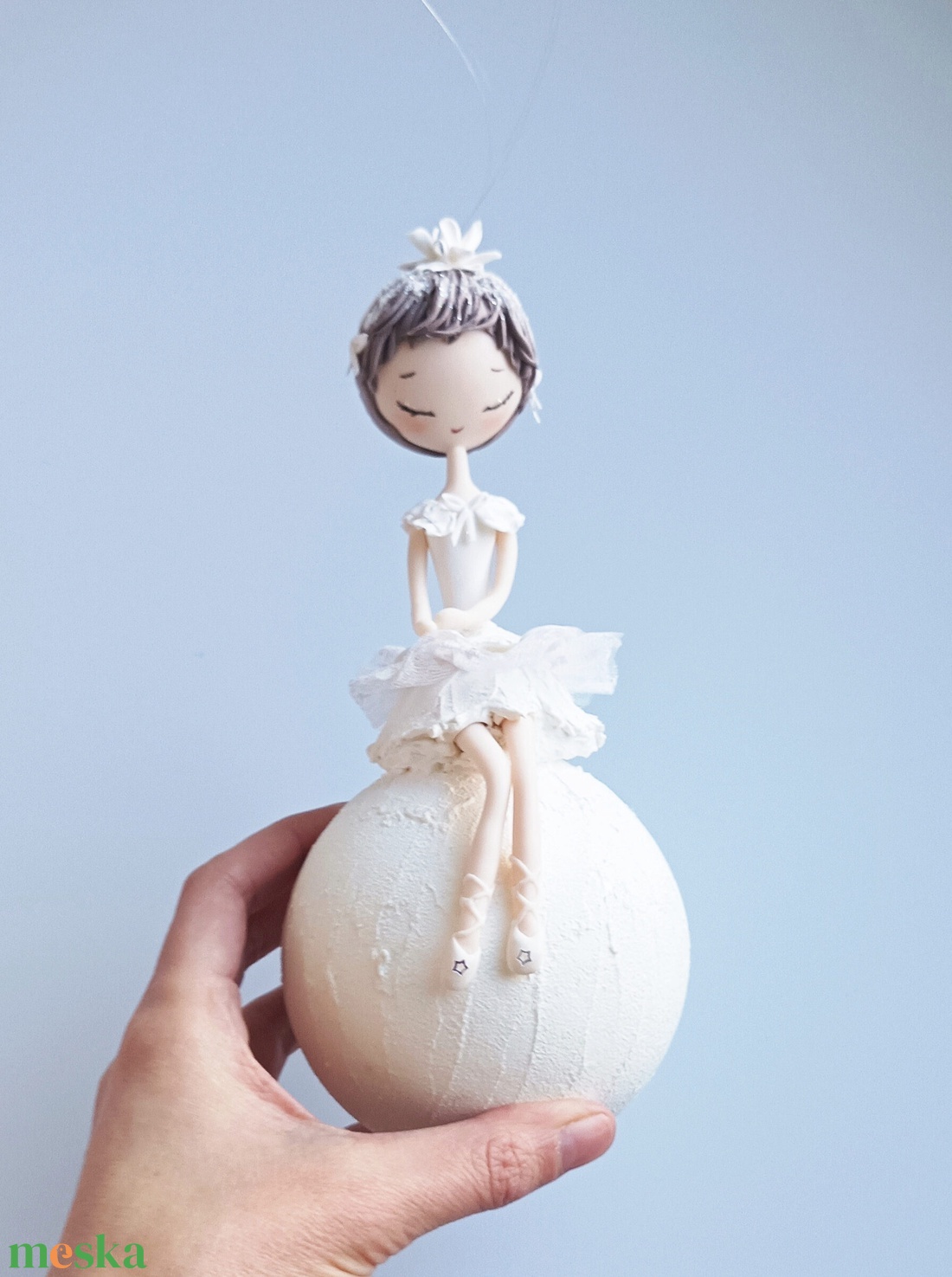 Balerina hógolyón - karácsony - karácsonyi lakásdekoráció - karácsonyfadíszek - Meska.hu