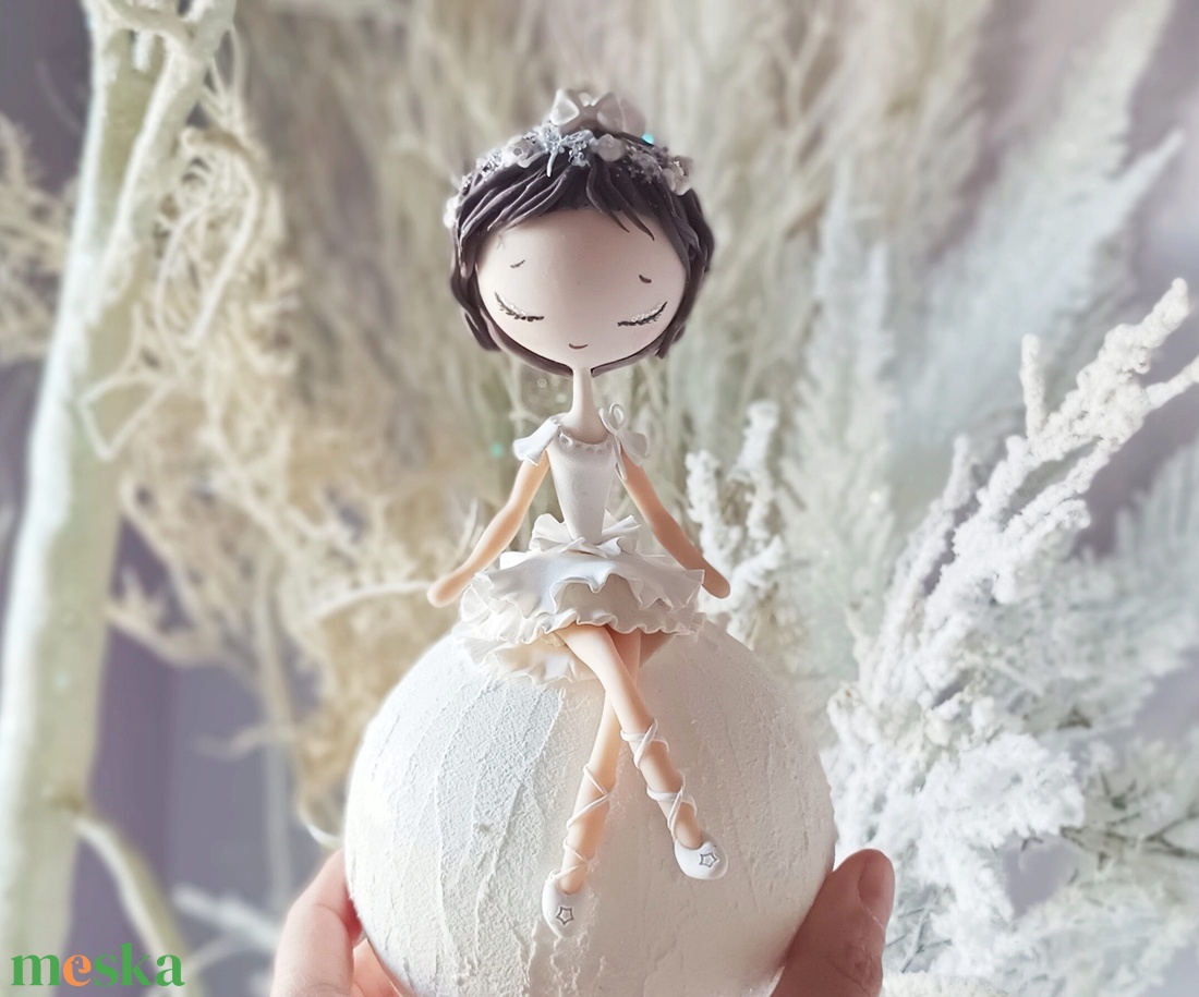 Balerina hógolyón - karácsony - karácsonyi lakásdekoráció - karácsonyfadíszek - Meska.hu