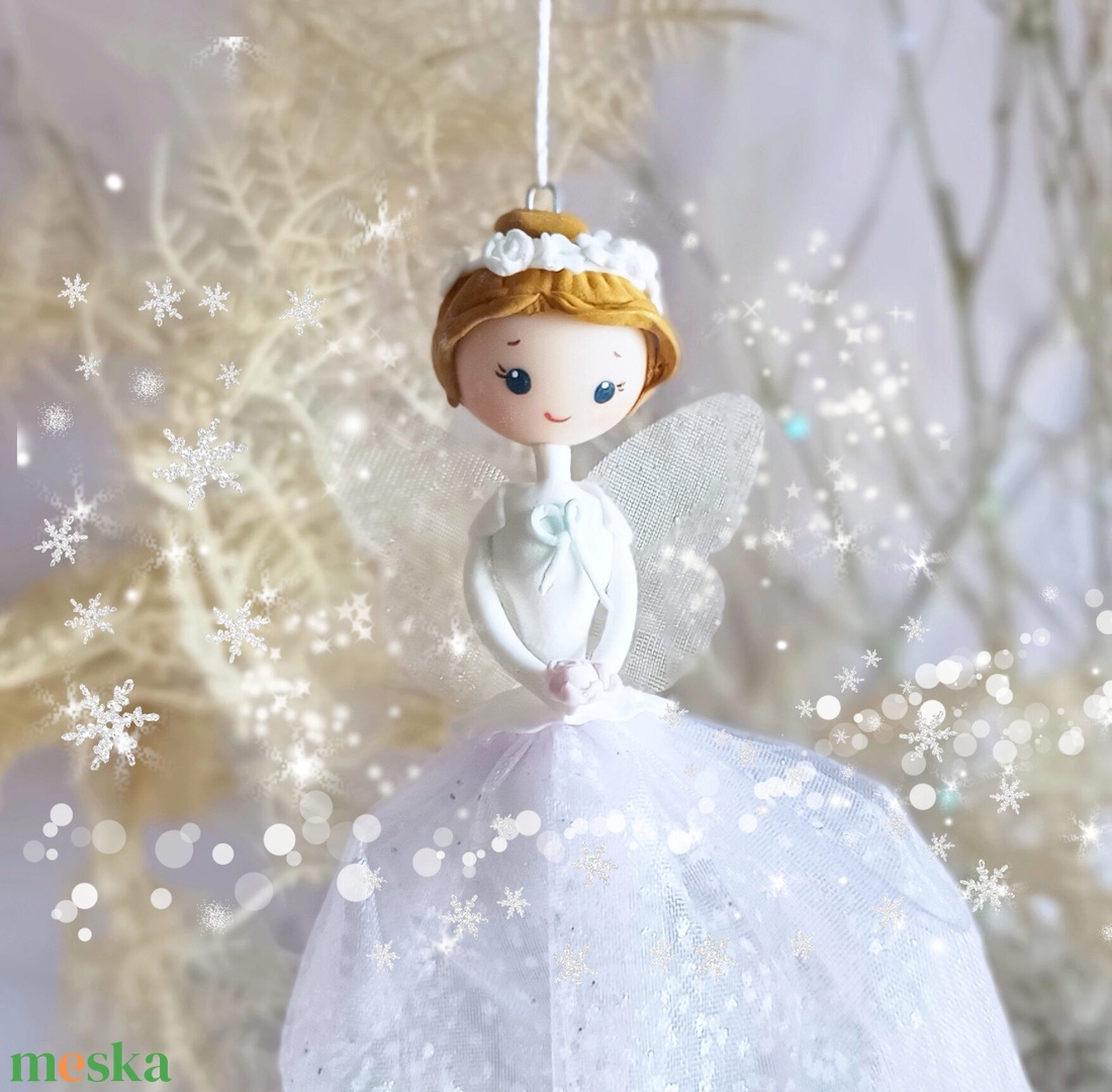 Angyal tüll szoknyával (csillámos, felakasztható) - otthon & életmód - dekoráció - fali és függő dekoráció - függődísz - Meska.hu