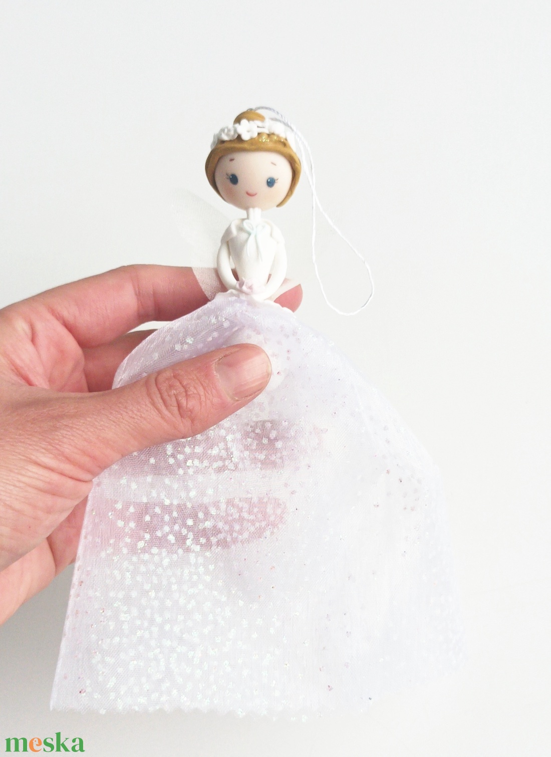 Angyal tüll szoknyával (csillámos, felakasztható) - otthon & életmód - dekoráció - fali és függő dekoráció - függődísz - Meska.hu