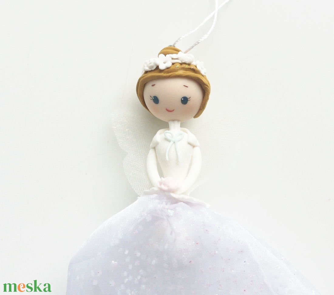 Angyal tüll szoknyával (csillámos, felakasztható) - otthon & életmód - dekoráció - fali és függő dekoráció - függődísz - Meska.hu