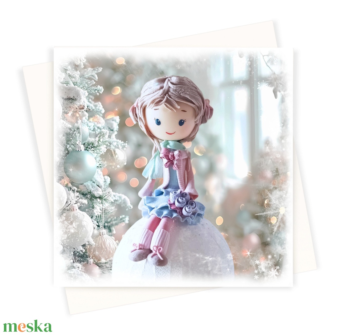 Kislányos karácsonyi képeslap borítékkal - otthon & életmód - papír, írószer - ajándékozás kellékei - képeslap, üdvözlőlap - Meska.hu