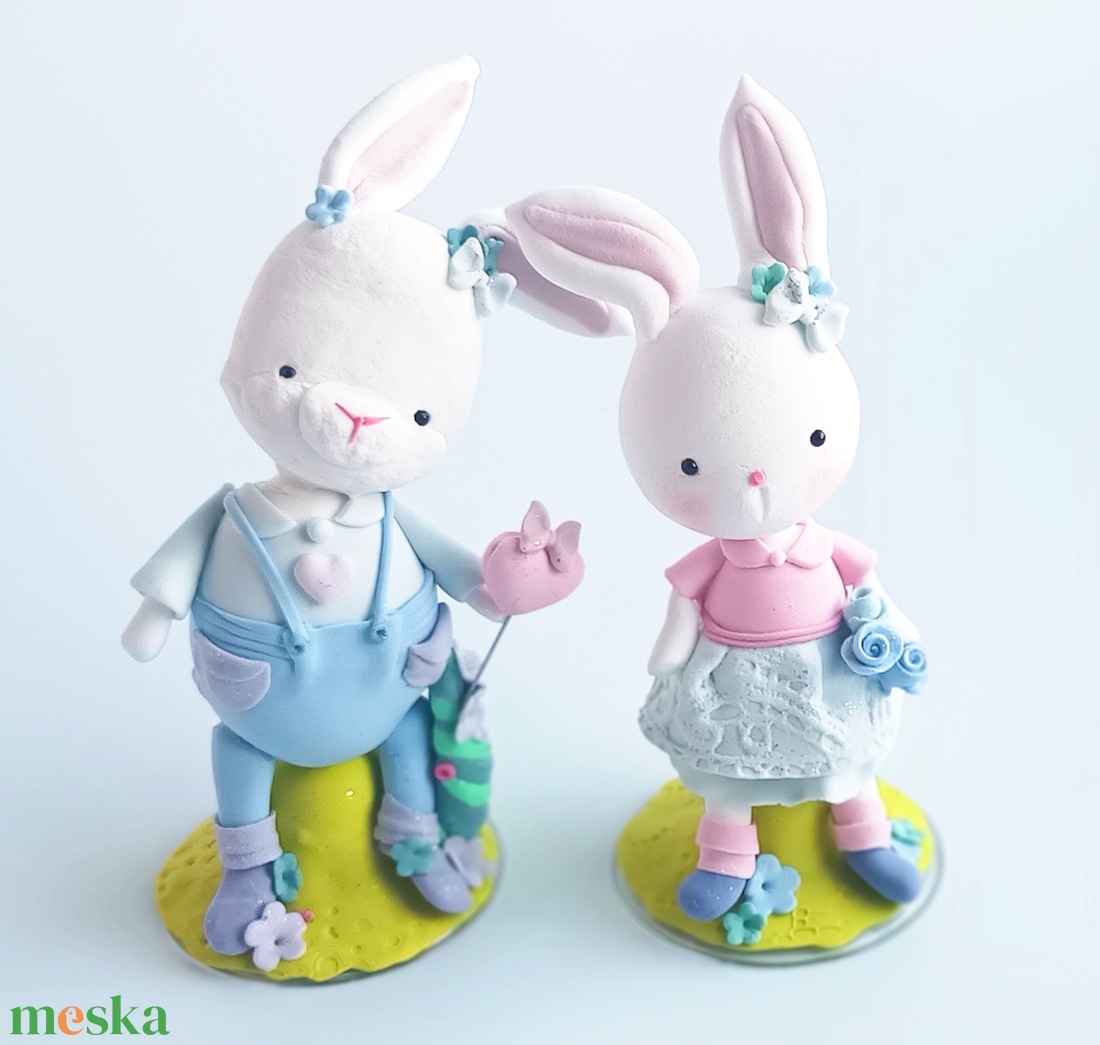 Nyuszi pár - ünnepi díszek, dekorációk - húsvéti díszek és dekorációk - húsvéti asztaldíszek - Meska.hu