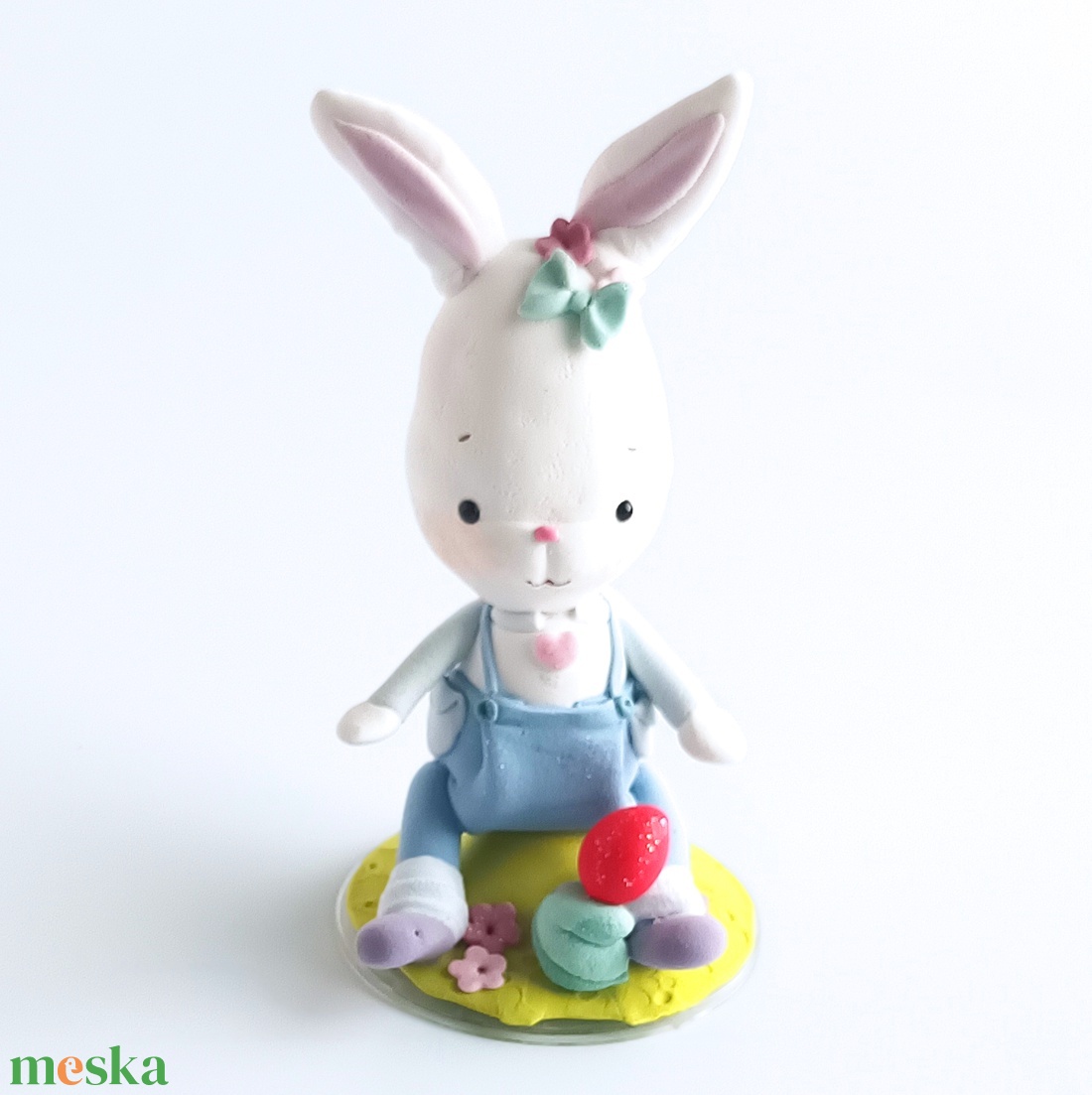 Nyuszi fiú tojással - ünnepi díszek, dekorációk - húsvéti díszek és dekorációk - húsvéti asztaldíszek - Meska.hu