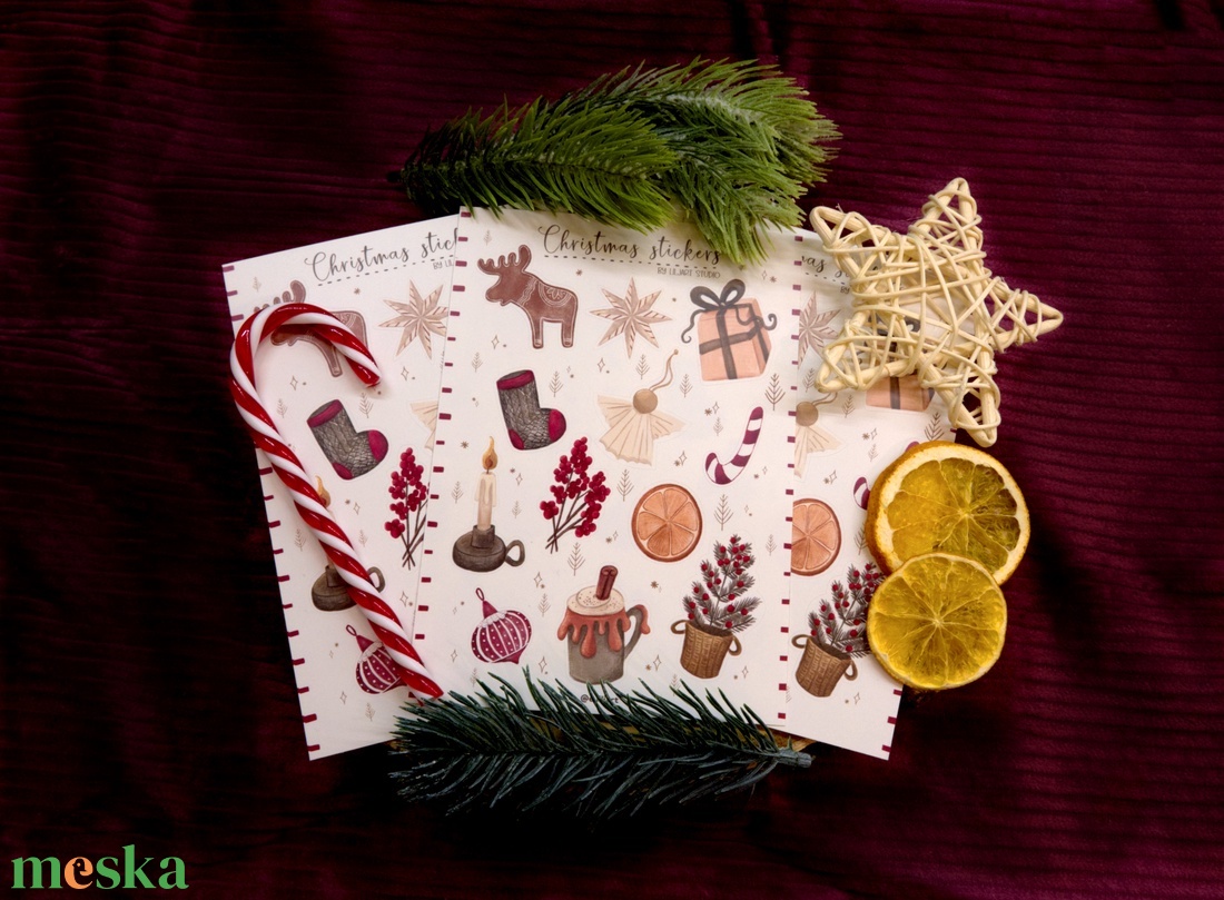 Karácsonyi hangulat, készülődés matrica, matricaív (12 db/ív) - otthon & életmód - papír, írószer - matrica, matrica csomag - Meska.hu
