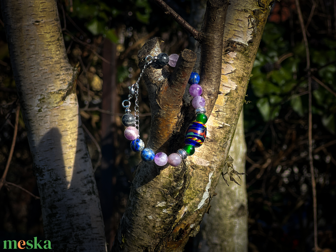 NORRSKEN - Replika viking üveggyöngy karkötő ásványokkal (történelmi ihletésű) - ékszer - karkötő - gyöngyös karkötő - Meska.hu