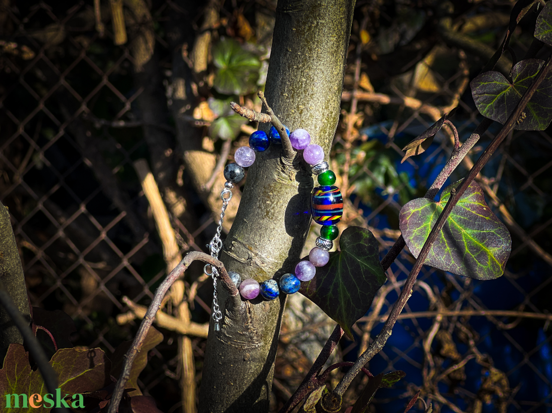 NORRSKEN - Replika viking üveggyöngy karkötő ásványokkal (történelmi ihletésű) - ékszer - karkötő - gyöngyös karkötő - Meska.hu