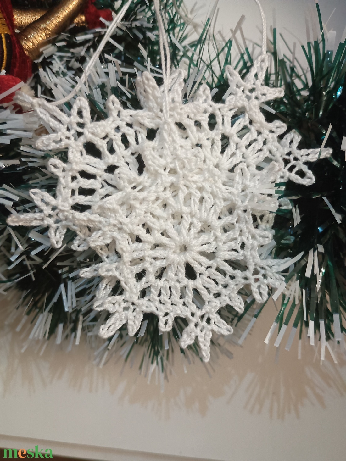 Horgolt hópihe - karácsony - karácsonyi lakásdekoráció - karácsonyfadíszek - Meska.hu