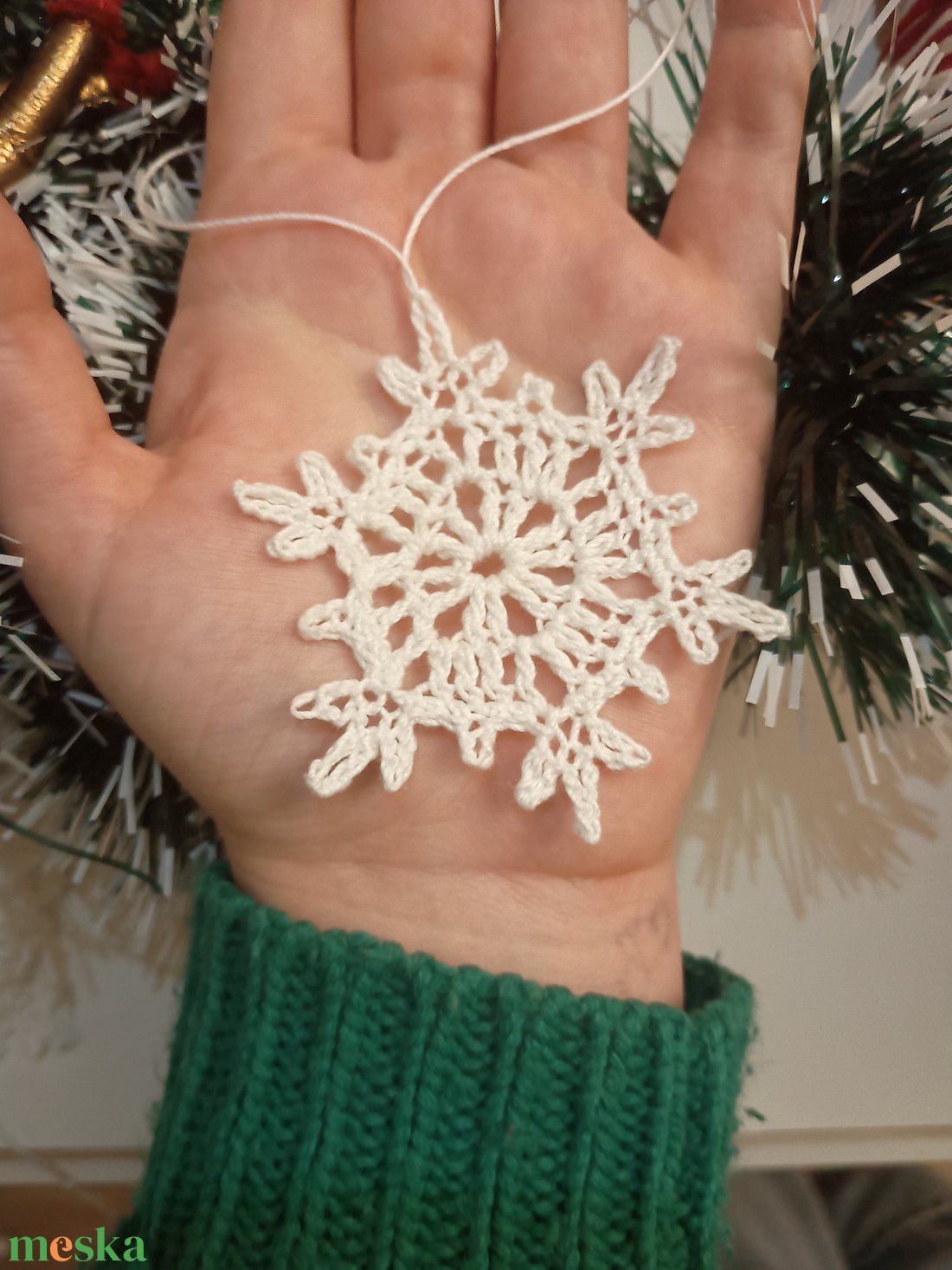 Horgolt hópihe (10 db) - karácsony - karácsonyi lakásdekoráció - karácsonyfadíszek - Meska.hu